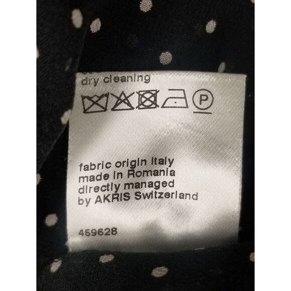Silk Crepe Black Dots Akris Punto Slightly Sheer Midi Dress 3/4 Sleeve SZ 8 - Picture 10 of 10